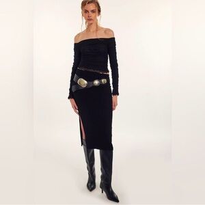 Free People Golden Hour Midi Skirt Black